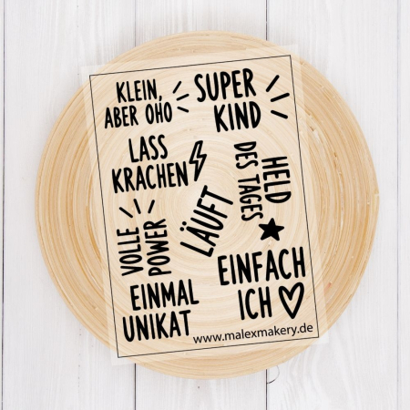 Bügelbild - SET A6   " Sprüche #4 "