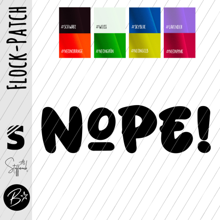 Flock-Patch / Iron on - " NOPE " - Wunschfarbe & Größe