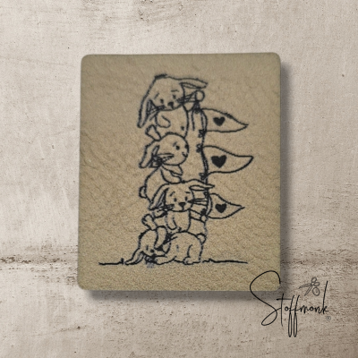 Label - "Hasenbande" - ca. 3,5 cm x 4 cm - Kunstleder ++ Farbauswahl ++
