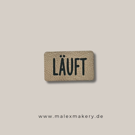 Label - " LÄUFT " - ca. 3 cm x 5 cm - Kunstleder ++ Farbauswahl ++