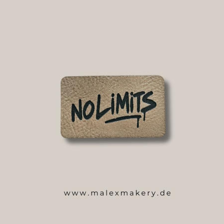 Label - " NO LIMITS " - ca. 3 cm x 5 cm - Kunstleder ++ Farbauswahl ++
