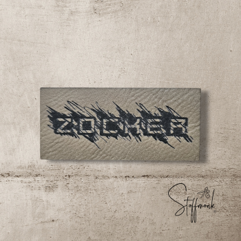 Label  " ZOCKER " -  ca. 3 cm x 6,5 cm hoch - Kunstleder ++ Farbauswahl ++