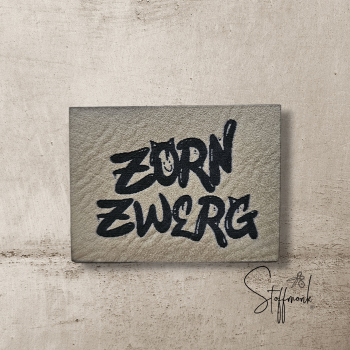 Label  " Zorn Zwerg " ca. 4 cm breit - Kunstleder ++ Farbauswahl ++