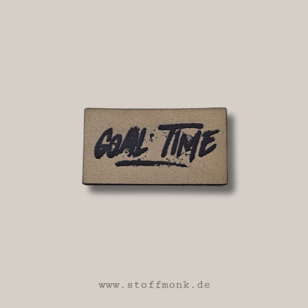 Label  " GOAL TIME " -  ca. 2,5 x 4,6 cm - Kunstleder ++ Farbauswahl ++