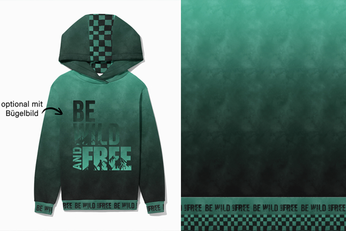 Bügelbild -  " BE WILD AND FREE #Dunkelmint "