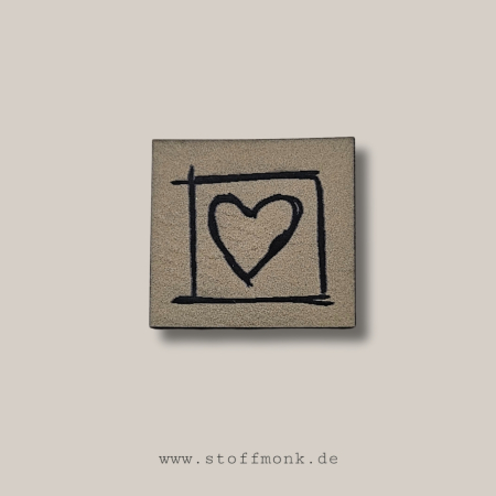 Label - Herz im Rahmen  - ca. 3cm x 3cm - Kunstleder ++ Farbauswahl ++