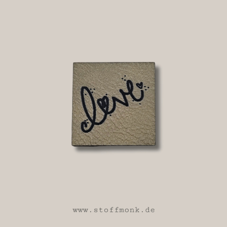 Label - "love" - ca. 3 cm x 3 cm - Kunstleder ++ Farbauswahl ++