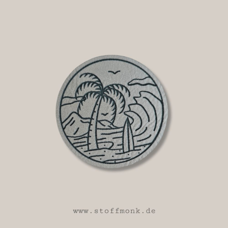 Label  " Palmenlines - Rund " -  ca. 5 cm - Kunstleder ++ Farbauswahl ++