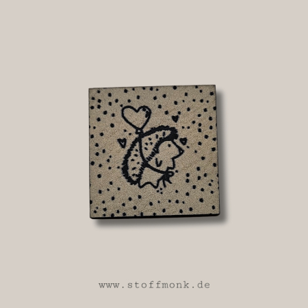 Label - PUNKTE "Igel" - ca. 3 cm x 3 cm - Kunstleder ++ Farbauswahl ++