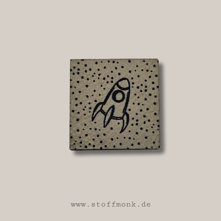 Label - PUNKTE "Rakete" - ca. 3 cm x 3 cm - Kunstleder ++ Farbauswahl ++