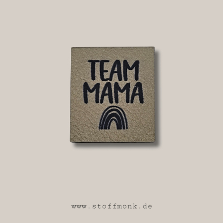 Label - Team Mama - REGENBOGEN - ca. 3cm x 3,5cm - Kunstleder ++ Farbauswahl ++