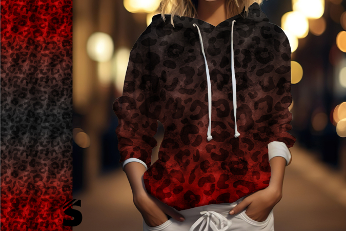 LEO  GRUNGE - #dunkelgrau/rot - Bio French Terry