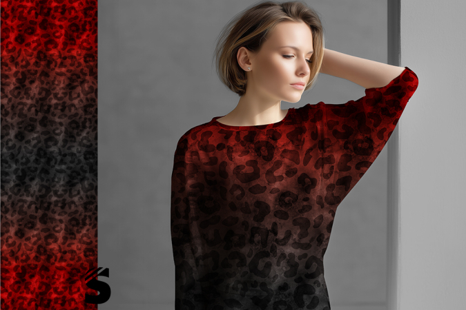 LEO  GRUNGE - #dunkelgrau/rot - Bio French Terry