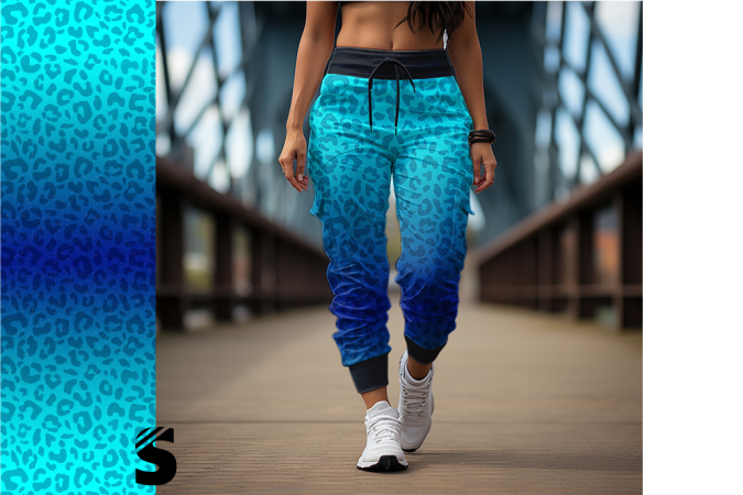 RESTSTÜCK -  0,6 Meter   Leo Konfetti - #blau/türkis - Bio French Terry