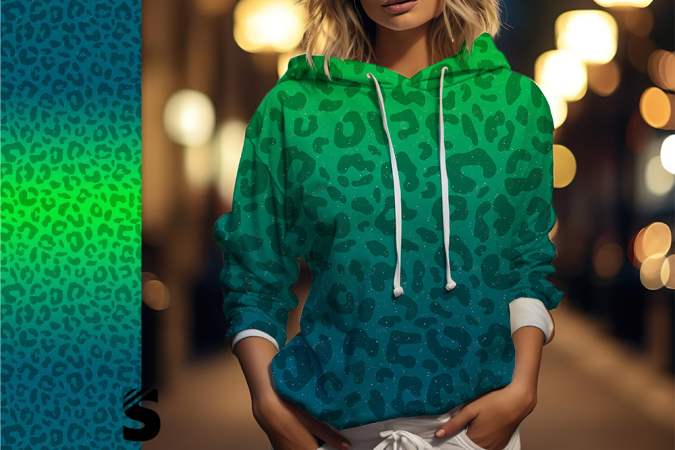 RESTSTÜCK  - 0,58 Meter  LEO Konfetti - #petrol/grün - Bio French Terry