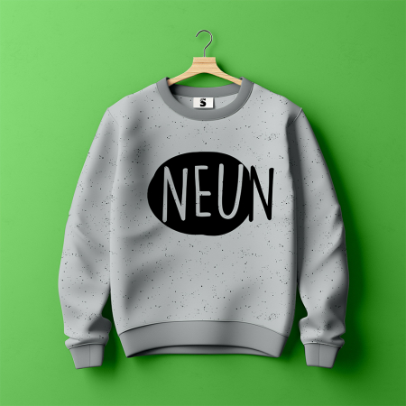 Bügelbild - " NEUN - Button  " - schwarz