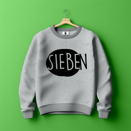 Bügelbild - " SIEBEN - Button  " - schwarz