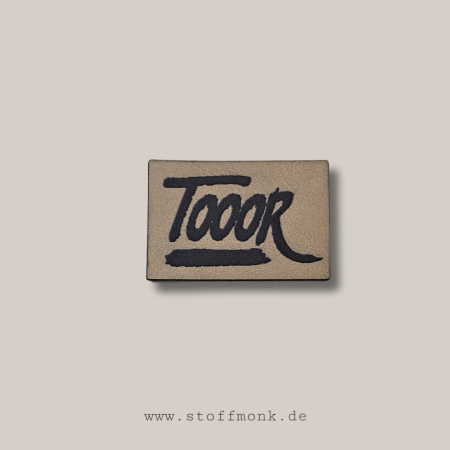 Label  " TOOOR " -  ca. 3 x 4,5 cm - Kunstleder ++ Farbauswahl ++