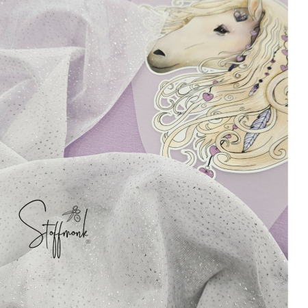 Soft Tüll - Weiss - Glitzer Silber