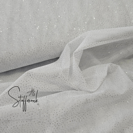 Soft Tüll - Weiss - Glitzer Silber
