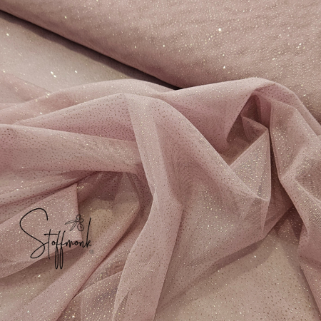 Soft Tüll - Altrosa - Glitzer Gold