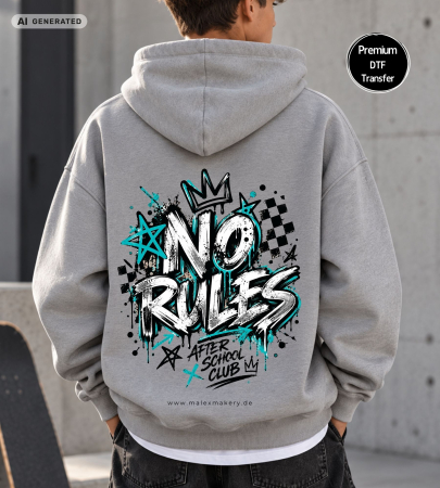Bügelbild - " AS - NO RULES "