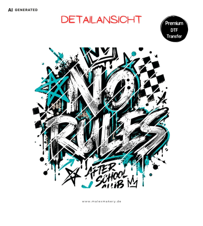 Bügelbild - " AS - NO RULES "