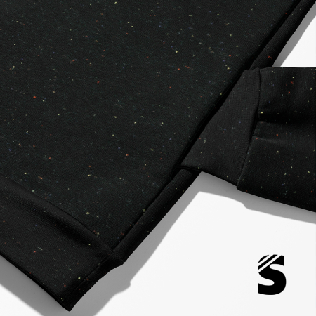 Kuschel Sweat melange - Konfetti - Schwarz