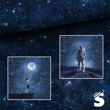 PANEL (groß) Space Astronaut -  French Terry  (Reaktivdruck)