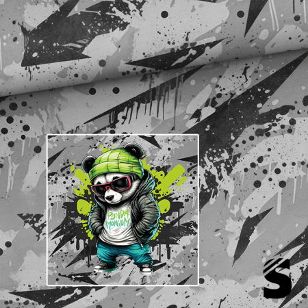 PANEL (groß) Streets Panda -  French Terry  (Reaktivdruck)