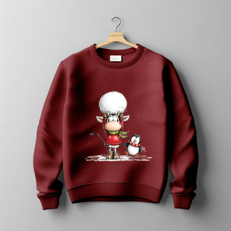 Kuschel Sweat melange - Konfetti - Himbeerrot