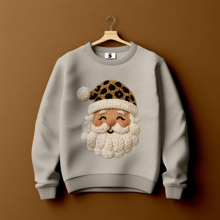 Bügelbild -  " Weihnachtsmann - Strickoptik rosa/beige "