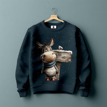 Bügelbild -  " Esel mit Schild - Ho Ho Ho "