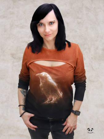 Panel Grunge Verlauf - #dunkelgrau/orange - Bio French Terry