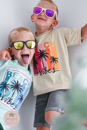 Bügelbild - " Beach Vibes Palmen " #Pink/gelb