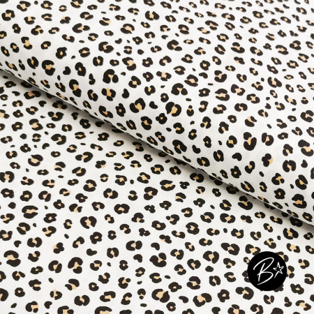 Baumwollstoff Leo Print - Weiß