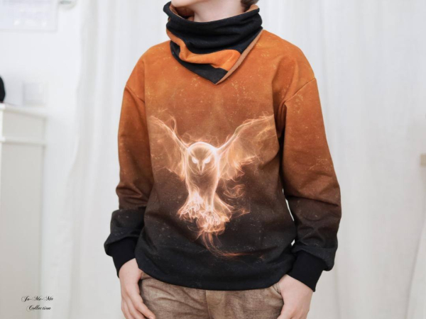 Panel Grunge Verlauf - #dunkelgrau/orange - Bio French Terry