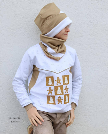 Bügelbild -  " Karo mit Lebkuchenmännchen & Tannen "