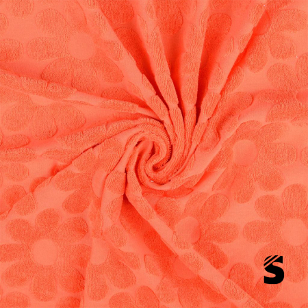 Frottee Jersey Stoff - Blumen #Apricot