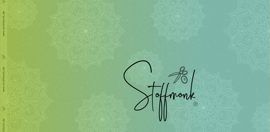 2603-07 - B_WARE - 1,8 meter Mandala Verlauf Blau/grün - Bio Jersey