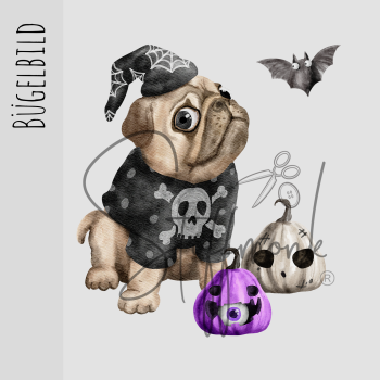 Bügelbild - Halloween  "Hund Black "