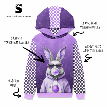 Bügelbild -  " Bubblegum Hase #lila "