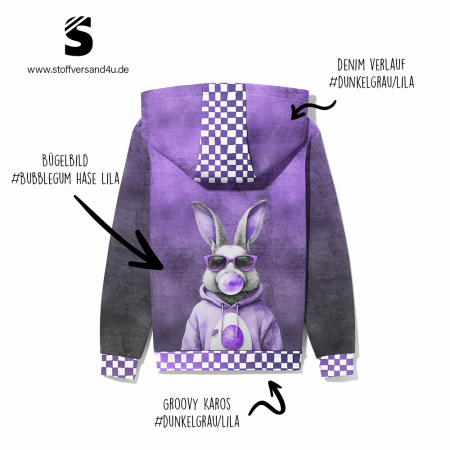 Bügelbild -  " Bubblegum Hase #lila "