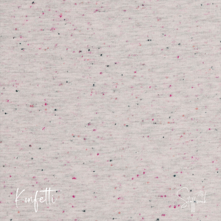 Kuschel Sweat melange - Konfetti - Ecru ROSE