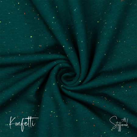Kuschel Sweat melange - Konfetti - Smaragd