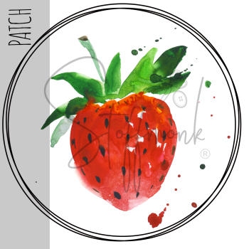 Patch / Aufnäher  - Aquarell Erdbeere - Größe wählbar -