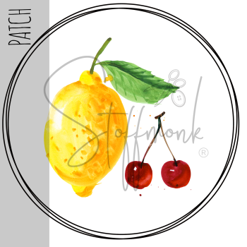Patch / Aufnäher  - Aquarell Kirsche & Zitrone - Größe wählbar -