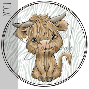 Patch / Aufnäher  - Aquarell Baby Rind - Größe wählbar -