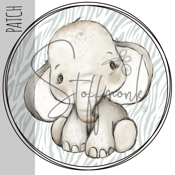 Patch / Aufnäher  - Aquarell Baby Elefant - Größe wählbar -