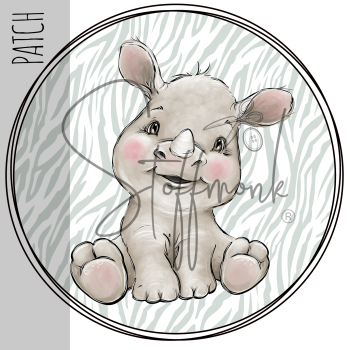 Patch / Aufnäher  - Nashorn - Größe wählbar -